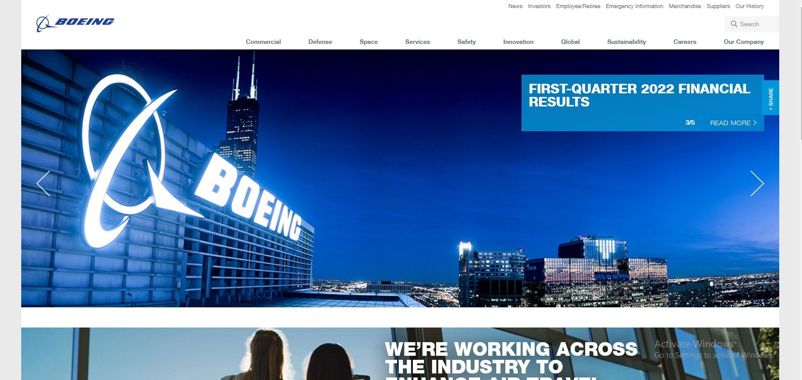 Boeing government contractor website