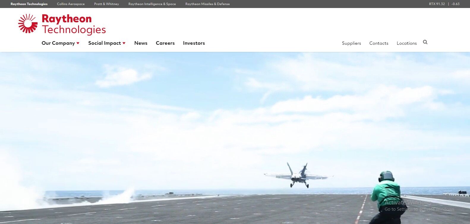 Raytheon Technologies government contractor website